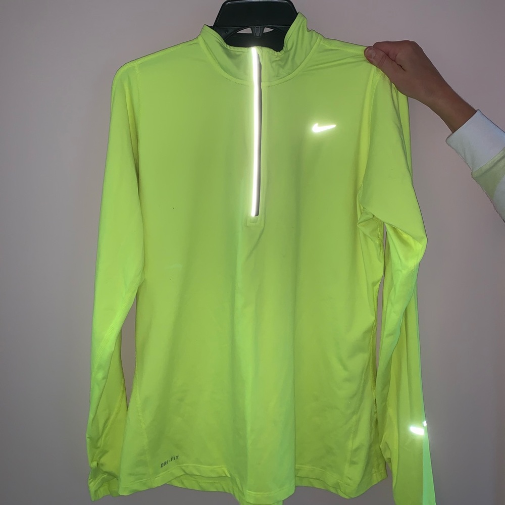 NIKE neon athletic dri-fit long sleeve zip-up